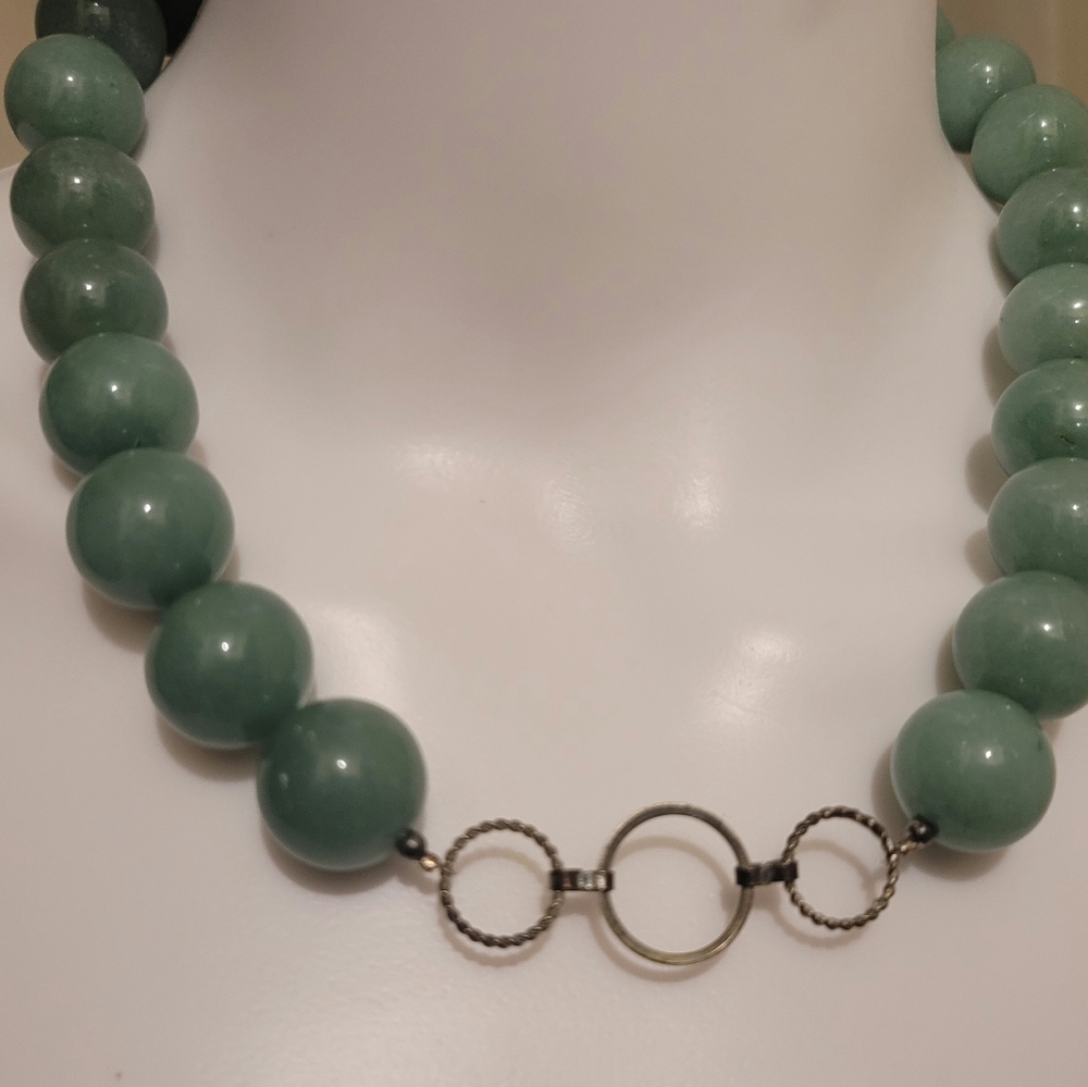 Large Faux Pearl Green Necklace